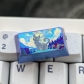 1U Ice Crystal Anodizing Color Ti-alloy Artisan Keycaps Precision Pointillism for Mechanical Keyboard -Starry Night Cat